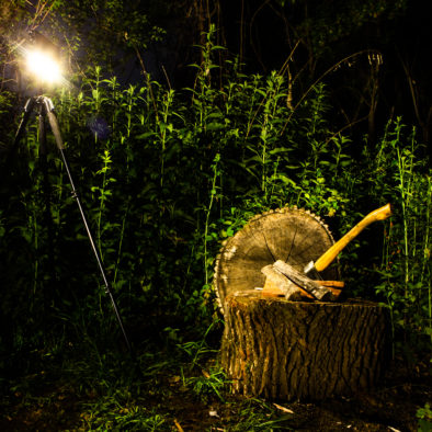 Solar outdoor lighting setup for camping and temporary sites