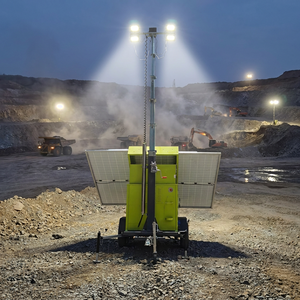 7m-9m Solar LED Construction Working Light tower Portable Mobile Lighting Tower with EURO 5 Engine CE Certified